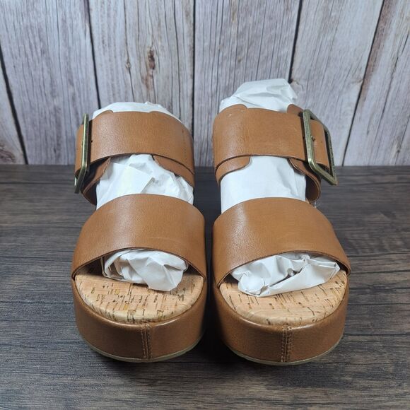 Kork-Ease Taige Leather Big Buckle Heeled Sandals Women's Sz 9 M Brown (VGC) - Picture 2 of 8